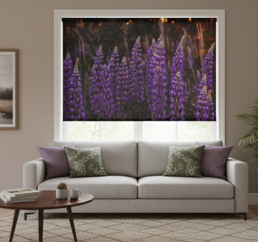 Living room blind forest rejuvenated by violet flowers - TenStickers