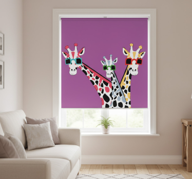 Living room blind funny giraffes with sunglasses - TenStickers