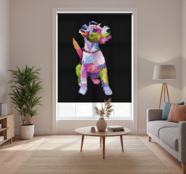 Living room blind geometric animals fox terrier - TenStickers