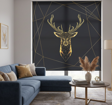 Living room blind geometric stag with gold - TenStickers