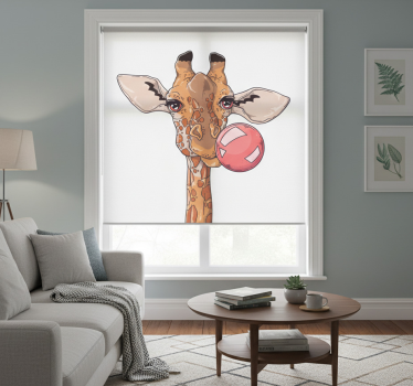 Living room blind giraffe blowing bubble gum - TenStickers