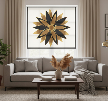 Living room blind golden flowers design - TenStickers