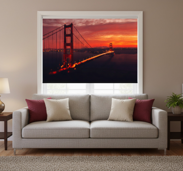 Living room blind golden gate at sunset - TenStickers