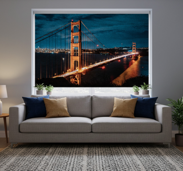 Living room blind golden gate evening - TenStickers