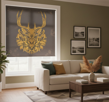 Living room blind golden stag - TenStickers