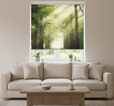 Living room blind green forest with sunlight - TenStickers