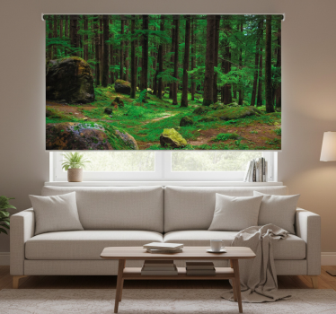 Living room blind green forest with trees - TenStickers