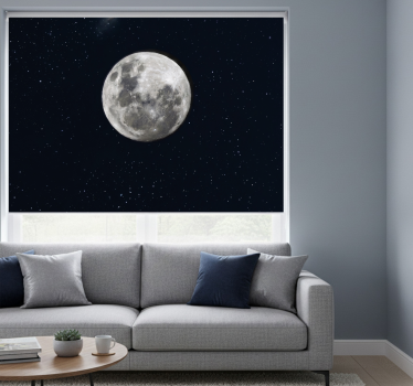 Living room blind grey moon in outer space - TenStickers