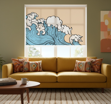 Living room blind in 70s aesthetic pop style - TenStickers