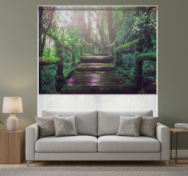 Living room blind in beautiful green moss stairs - TenStickers