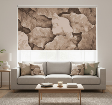 Living room blind in beige dried leaves pattern - TenStickers