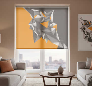 Living room blind in gray and orange geometric design - TenStickers