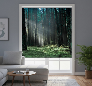 Living room blind in "nature" blue fog forest - TenStickers