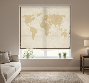 Living room blind in vintage white and beige worldmap - TenStickers