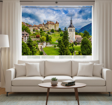 Living room blind inspired by gruyeres village - TenStickers