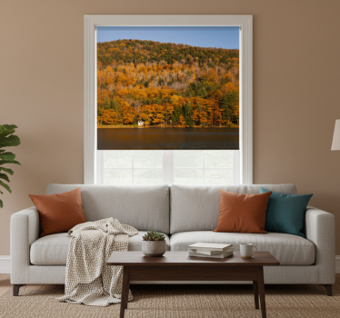 Living room blind lake and golden trees design - TenStickers