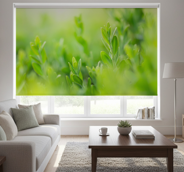 Living room blind light green spring leaves - TenStickers