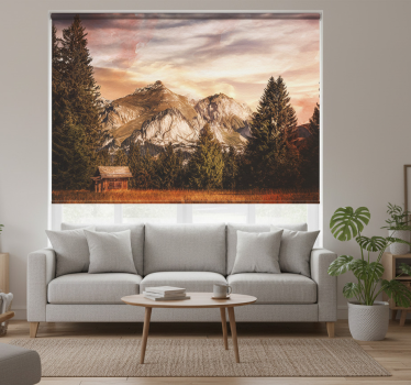 Living room blind little wooden cabin in the forest - TenStickers