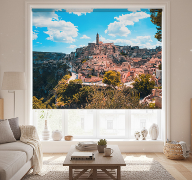Living room blind matera city view - TenStickers