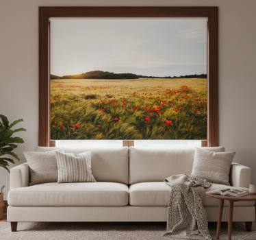 Living room blind moonlit meadow at dusk - TenStickers