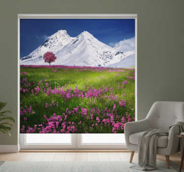 Living room blind mountain floral landscape - TenStickers