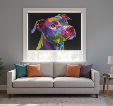 Living room blind multicolor modern pitbull dogs - TenStickers