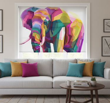 Living room blind multicolor realistic elephant - TenStickers