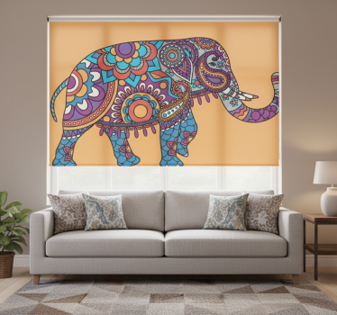 Living room blind multicolor walking elephant mandala - TenStickers