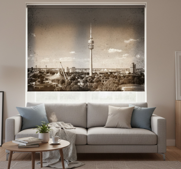 Living room blind munich olympiapark skyline - TenStickers