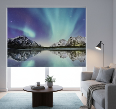 Living room blind northern lights lake design - TenStickers