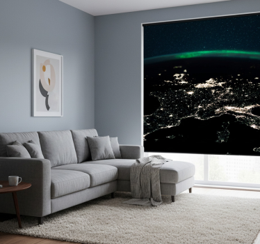 Living room blind northern lights stars and earth - TenStickers
