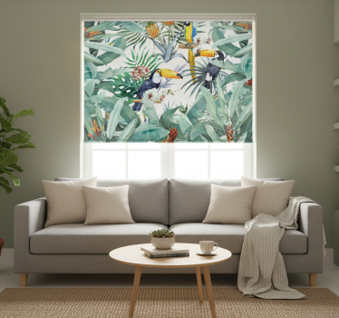 Living room blind painted jungle design - TenStickers