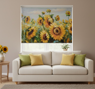 Living room blind painted sunflower farm - TenStickers