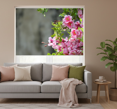 Living room blind pink flowers 3d - TenStickers