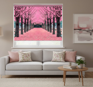 Living room blind pink trees of nami island - TenStickers