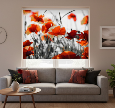 Living room blind poppy flowers red black - TenStickers