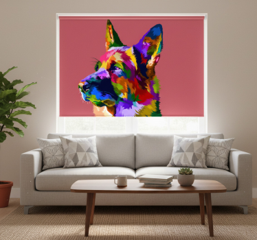 Living room blind rainbow german shepherd design - TenStickers