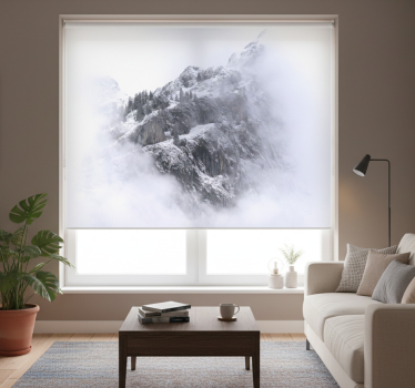 Living room blind snowy mountain landscape clouds - TenStickers