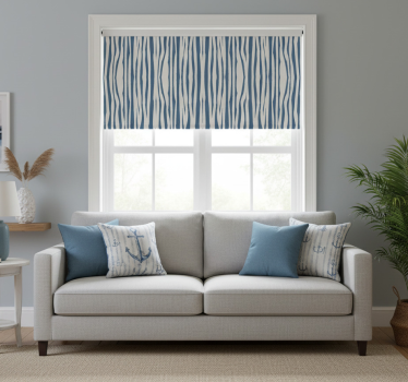 Living room blind striped blue hampton style - TenStickers