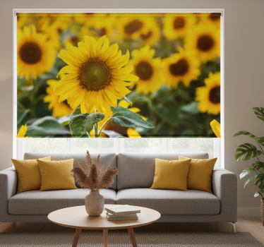 Living room blind sunflower field close up - TenStickers