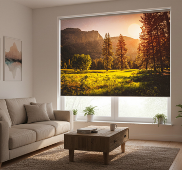 Living room blind sunset behind the trees - TenStickers