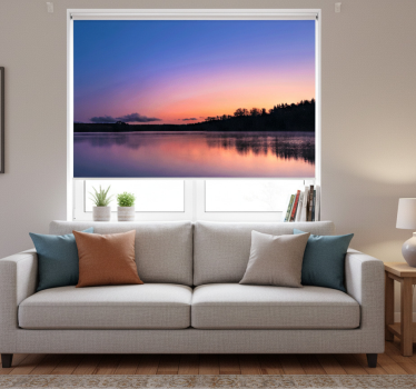 Living room blind sunset over mazury lake - TenStickers