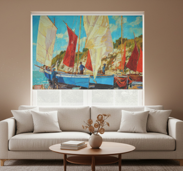 Living room blind three boats on the water - TenStickers