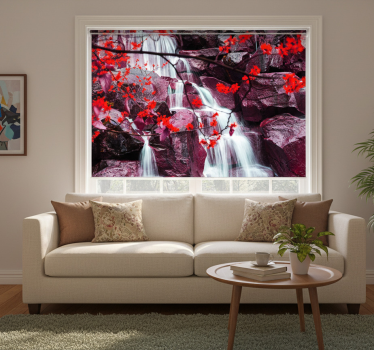 Living room blind waterfall nature spring forest - TenStickers