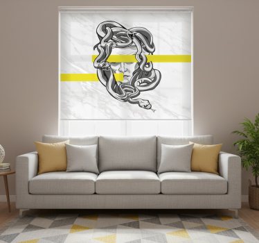 Living room blind white medusa with yellow stripes - TenStickers