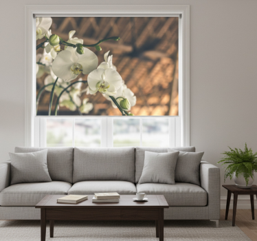 Living room blind white orchid textured - TenStickers