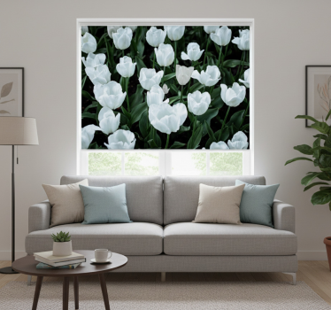 Living room blind white tulips - TenStickers
