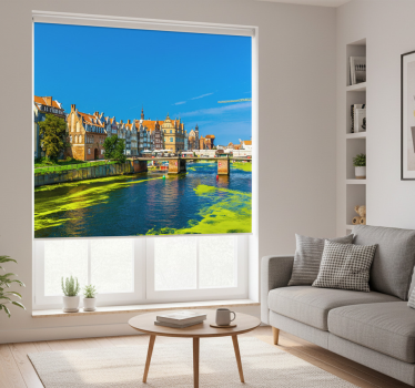 Living room blind with a view of gdańsk's center - TenStickers