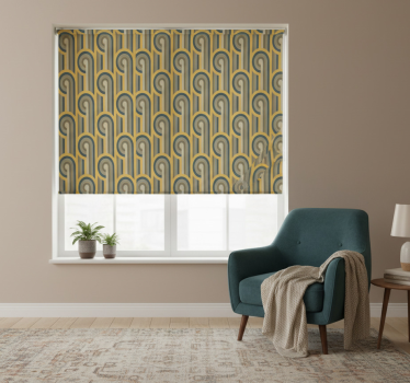 Living room blind with art deco geometric patterns - TenStickers