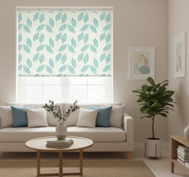 Living room blind with artistic abstract leaves pattern - TenStickers